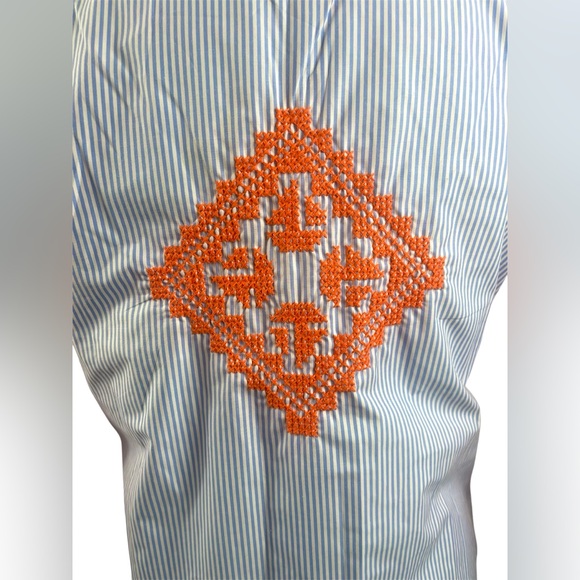 NWT Gretchen Scott Odessa Embroidered Striped Tunic Dress- vacation resort wear - Picture 7 of 10